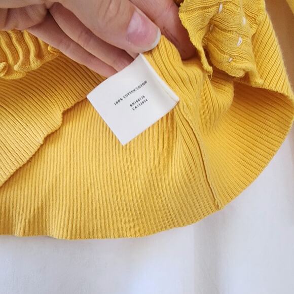 Anthropologie SPARROW Cardigan Sweater Marigold Yellow Ruffle Size XS Romantic - Picture 7 of 10